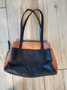 American Leather Co. Liberty Shopper Tote – Black & Brandy Colorblock